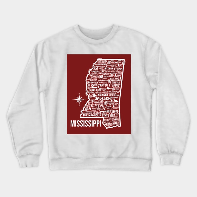 Mississippi Map Crewneck Sweatshirt by fiberandgloss